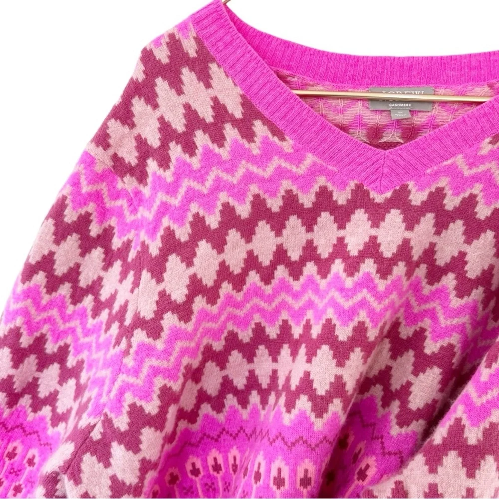 J. Crew • Cashmere Cropped Fair Isle V-neck Sweater - Picture 5 of 15